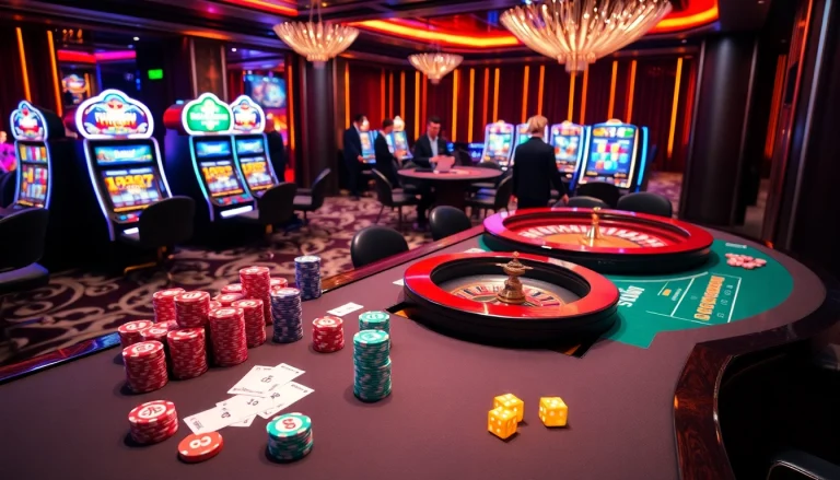 Vivez l’excitation d’un casino crypto avec des machines à sous vibrantes et des jetons de poker colorés.