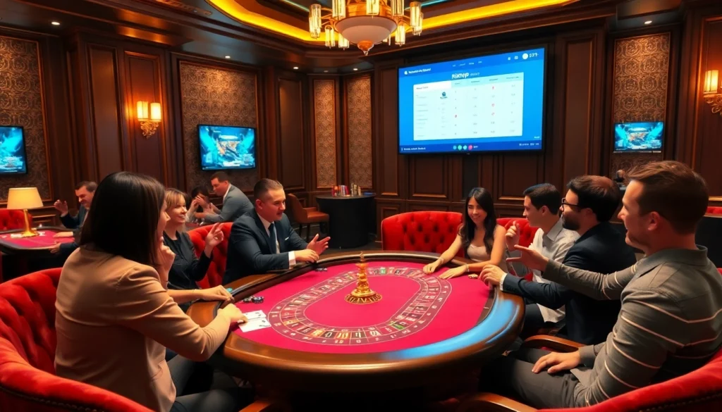 Experience the excitement of online gambling with rikvip at a vibrant casino table.